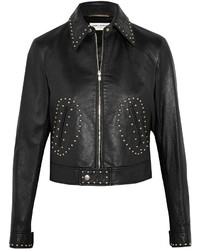 Saint Laurent Studded Leather Biker Jacket Black