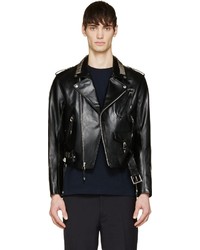 Toga Virilis Black Leather Studded Biker Jacket, $2,375 | SSENSE 