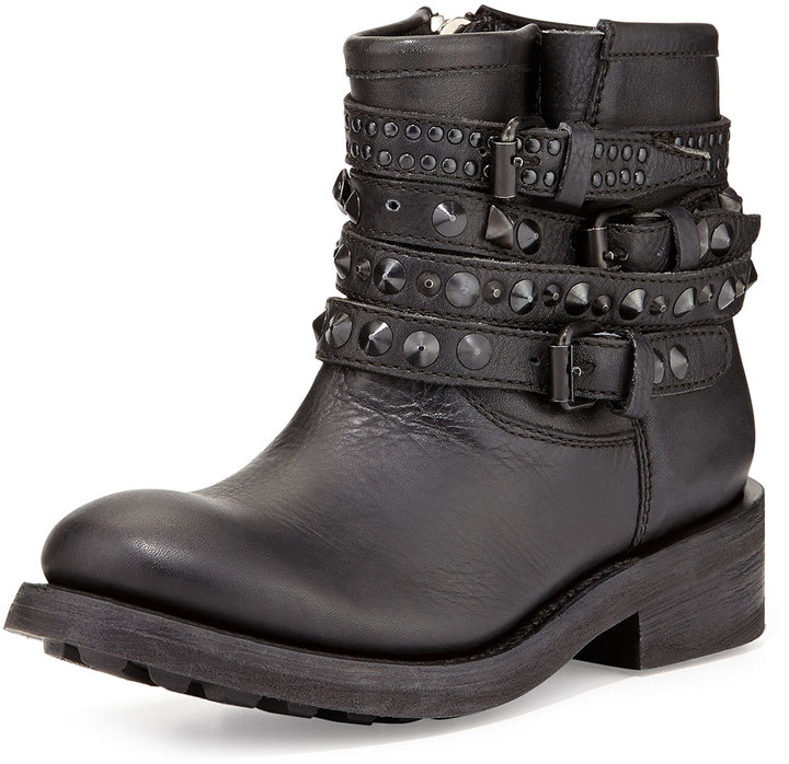 Ash Tatum Studded Strap Moto Ankle Boot Black | Where to buy & how to wear