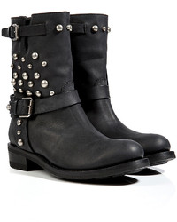 Ralph Lauren Collection Leather Studded Half Boots In Black