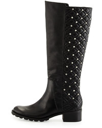 Adrienne Vittadini Links Studded Leather Boot Black