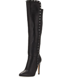 Neiman Marcus Mira Studded Leather Boot Black