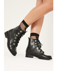 Missguided Black Lace Up Studded Sole Boots