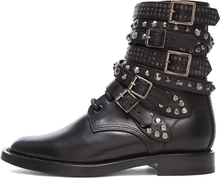 black studded combat boots