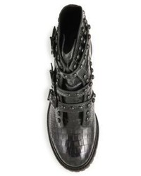 Schutz Suleni Studded Croc Embossed Leather Boots