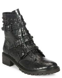 Schutz Suleni Studded Croc Embossed Leather Boots