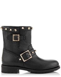 Jimmy Choo Youth Biker Leather Boots With Cube Studs