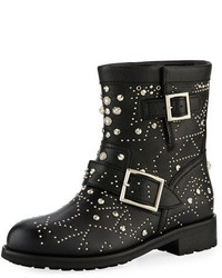 Jimmy Choo Youth Star Studded Leather Moto Boot
