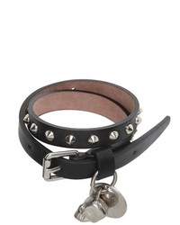 Alexander McQueen Skull Charm Leather Bracelet With Studs