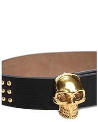 Alexander McQueen Studded Leather Wrap Skull Bracelet