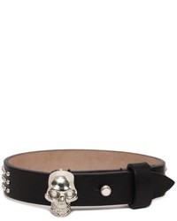 Alexander McQueen Studded Leather Wrap Skull Bracelet