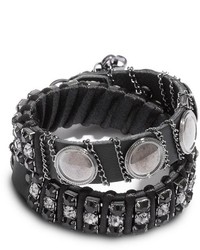 GUESS Black And Hematite Tone Wrap Stud Bracelet