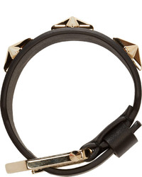 Givenchy Black Leather Star Studded Bracelet