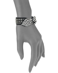 Saint Laurent Crystal Studded Leather Bow Bracelet