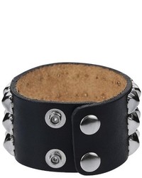 Daxx Pyramid Stud Bracelet In Leather Black