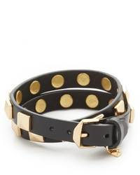 Rebecca Minkoff Double Row Leather Bracelet With Pyramid Studs
