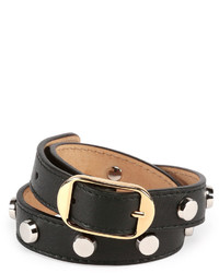 Balenciaga Double Tour Leather Wrap Belt Bracelet Black
