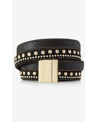 Double Wrap Studded Faux Leather Bracelet