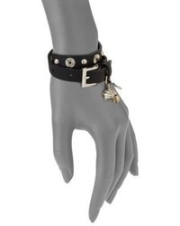 Alexander McQueen Fly Charm Double Wrap Studded Leather Bracelet