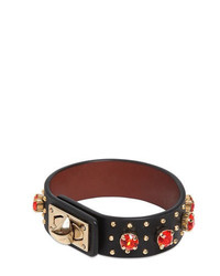 Givenchy Leather Bracelet With Rhinestones