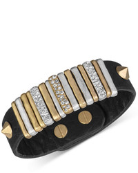 The Sak Gold Tone Black Leather Slider Accent And Stud Bracelet