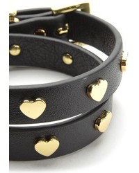 Juicy Couture Jc Heart Studded Leather Double Wrap Bracelet