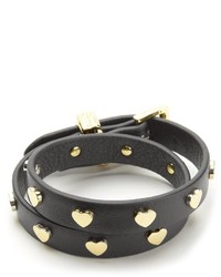 Juicy Couture Jc Heart Studded Leather Double Wrap Bracelet