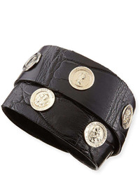 Katie Design Jewelry Saintly Studs Alligator Wrap Bracelet Black
