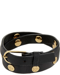 Tory Burch Logo Double Wrap Leather Bracelet