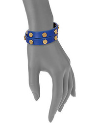 Tory Burch Logo Stud Leather Double Wrap Bracelet
