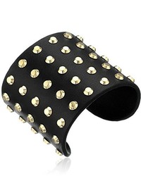 Michael Kors Michl Kors Black Studded Leather Cuff Bracelet