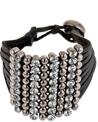 Blu Bijoux Rhinestone Studded Leather Bracelet