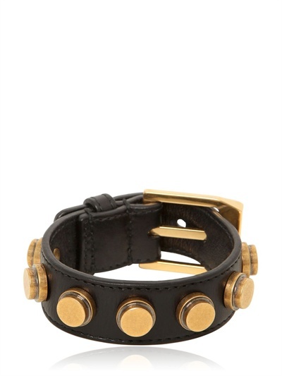 Saint Laurent Studded Leather Cuff Bracelet, $495 | LUISAVIAROMA ...