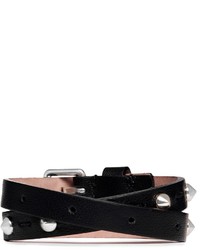 Alexander McQueen Skull Charm Double Wrap Stud Leather Bracelet