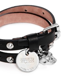 Alexander McQueen Skull Charm Double Wrap Stud Leather Bracelet