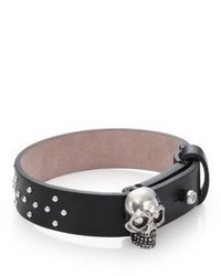 Alexander McQueen Skull Keeper Studded Leather Bracelet