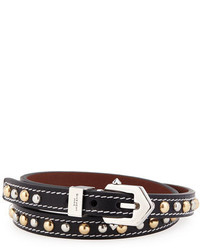 Givenchy Studded Leather Buckle Wrap Bracelet Black