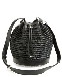 Alexander Wang Alfa Raffia Leather Bucket Bag