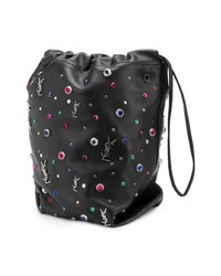 Saint Laurent Black Gem Stud Embellished Teddy Bucket Bag