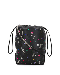 Saint Laurent Black Gem Stud Embellished Teddy Bucket Bag