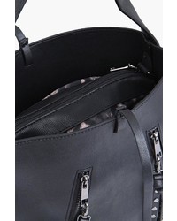 Boohoo Boutique Studded Zip Structured Bucket Bag