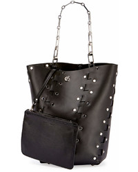 Proenza Schouler Hex Medium Studded Leather Bucket Bag Black