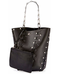 Proenza Schouler Hex Medium Studded Leather Bucket Bag Black