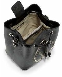 Leon Pebbeled Leather Stud Bucket Bag