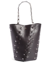 Proenza Schouler Medium Hex Studded Leather Bucket Bag Black