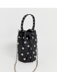 Nunoo Mette Stud Bag With Chain In Black Leather
