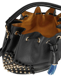 Sara Battaglia Patty Studded Leather Bucket Bag Black