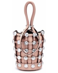 Alexander Wang Roxy Dome Stud Mini Denim Caged Leather Bucket Bag