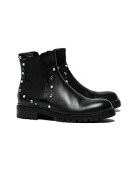 Jimmy Choo Black Burrow Crystal Leather Boots