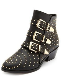 Charlotte Russe Studded Triple Buckle Ankle Bootie